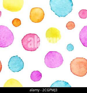 Watercolor polka dot pattern. Watercolor background with circles. Vector illustration Stock Vector