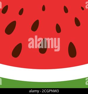 Fresh red watermelon with black seeds. Sweet watermelon pattern. Tropic background. Vector Illustration Stock Vector