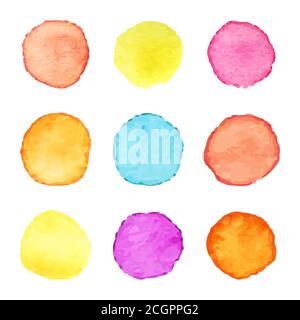 Hand painted watercolor circles. Set of watercolour stains. Watercolor circle textures. Vector illustration Stock Vector