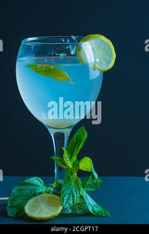 Lemon Juice with Mint and lemon slice Stock Photo