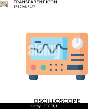 Oscilloscope vector icon. Flat style illustration. EPS 10 vector. Stock Vector