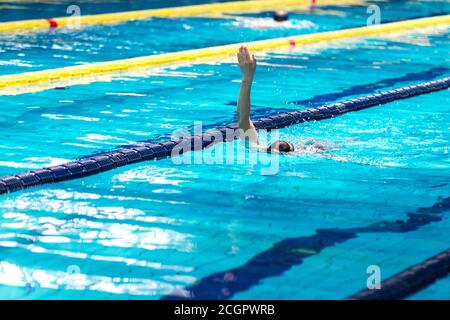 Swimming pool and splitting paths Stock Photo