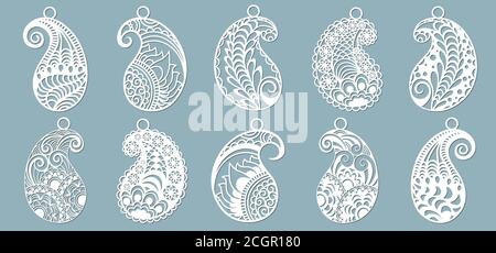 Paisley. Laser cutting. Craft paper for decoration. Plotter screen printing Stock Vector