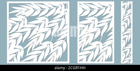template for cutting. Palm leaves pattern. Laser cut. Vector illustration.. Stock Vector