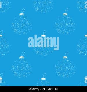 Seamless pattern made from white Christmas bauble shape from snowflakes on a blue background. Vector stock illustration. Stock Vector