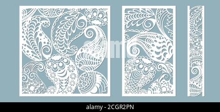 Paisley in the frame. Laser cutting. Craft paper for decoration. Plotter, screen printing.. Stock Vector