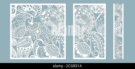 Paisley in the frame. Laser cutting. Craft paper for decoration. Plotter, screen printing.. Stock Vector