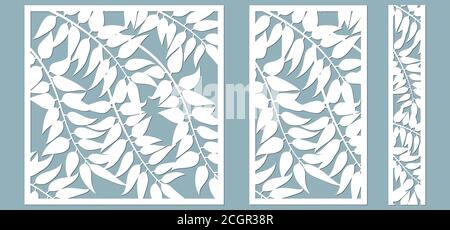 template for cutting. Palm leaves pattern. Laser cut. Vector illustration.. Stock Vector