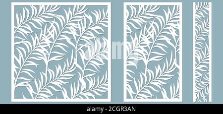 template for cutting. Palm leaves pattern. Laser cut. Vector illustration.. Stock Vector