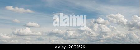 panorama of white cumulus clouds Stock Photo