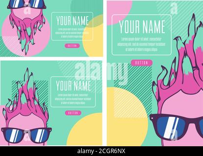 naughty pitahaya in sunglasses,  background - template design for poster, banner, social media post. Stock Vector