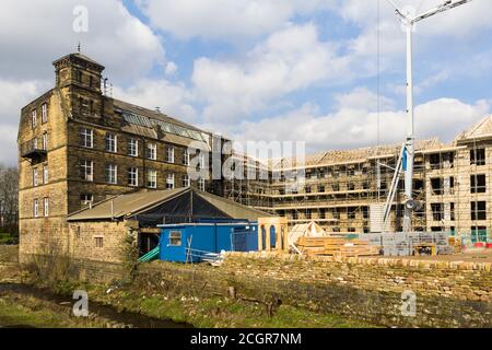 Bridgehouse Mills, a grade II listed former textile mill complex in Haworth, being redeveloped, and rebuilt for housing and industrial use.