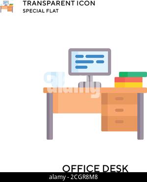 Office desk vector icon. Flat style illustration. EPS 10 vector. Stock Vector