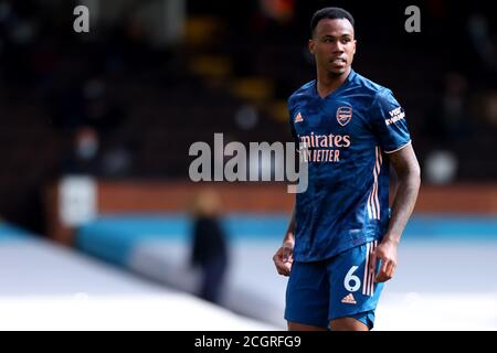 Craven Cottage, London, UK. 12th Sep, 2020. English Premier League Football, Fulham versus Arsenal; Gabriel of Arsenal Credit: Action Plus Sports/Alamy Live News Stock Photo