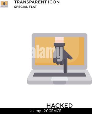Hacked vector icon. Flat style illustration. EPS 10 vector. Stock Vector