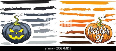 a set of Halloween Cards in a minimalist style inspired by spooky symbols. Idea for flyers and banners, creative illustration design Stock Vector