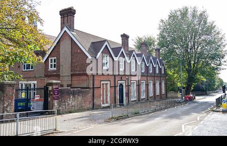 Brighton UK 12th September 2020 -  Cardinal Newman Catholic School and Newman College in Hove Brighton where two members of staff and three students have recently tested positive e for COVID-19 coronavirus . It is believed the students from the Cardinal Newman Sixth Form College had attended a social gathering before the new term began   : Credit Simon Dack / Alamy Live News Stock Photo