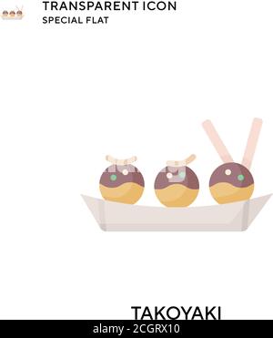 Takoyaki vector icon. Flat style illustration. EPS 10 vector. Stock Vector