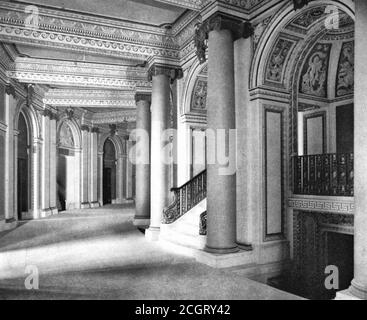 View of the main foyer circulation of the New Theatre on Central Park West in New York City, circa 1909 Stock Photo