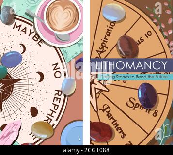 Lithomancy: Casting Stones to Read the Future - Love & Light School of Crystal Therapy, Casting Stones to Read the Future, A magical tool to use along Stock Vector