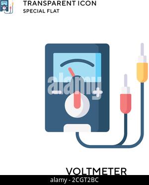 Voltmeter vector icon. Flat style illustration. EPS 10 vector. Stock Vector