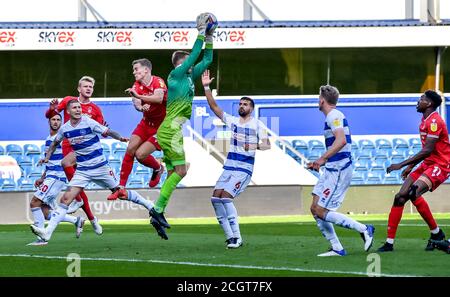 London, UK. 12th Sep, 2020. Joe Lumley of QPR secures the ball in during the EFL Sky Bet Championship match between Queens Park Rangers and Nottingham Forest at The Kiyan Prince Foundation Stadium, London, England on 12 September 2020. Photo by Phil Hutchinson. Editorial use only, license required for commercial use. No use in betting, games or a single club/league/player publications. Credit: UK Sports Pics Ltd/Alamy Live News Stock Photo