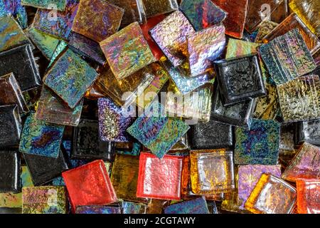 Iridescent Vitreous High-gloss Metallic Glass Mosaic Tile Assortment Stock Photo
