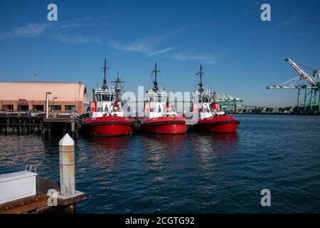 Crowley tugboats at dock Port of Los Angeles San Pedro California USA Stock Photo