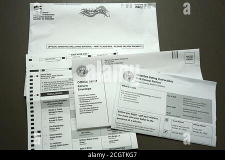 Absentee Ballot with voting instructions for Wake County North Carolina