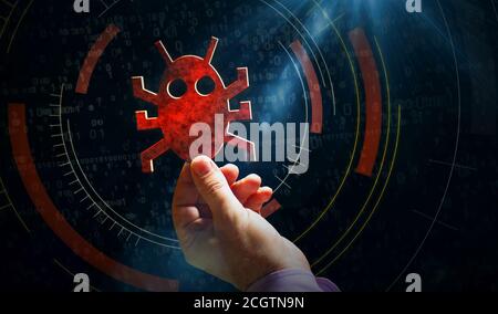 Computer virus attack, cyber security, malware, crime, spying software ...