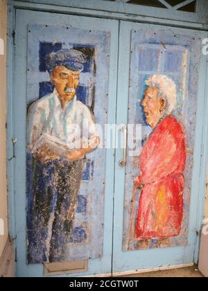 Art work on the doorway to the old Regent Cinema in Deal, Kent Stock Photo