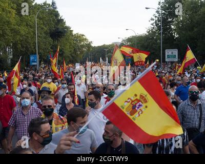 Madrid, Spain. 12th September, 2020. People protesting against Spanish government in Madrid. © Valentin Sama-Rojo/Alamy Live News. Stock Photo
