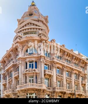 BARI, ITALY - SEPTEMBER 1, 2020: light is enlightening Mincuzzi Palace Stock Photo