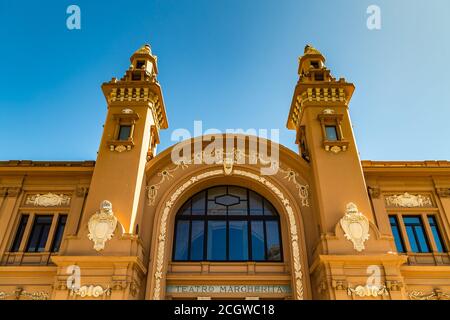 BARI, ITALY - SEPTEMBER 1, 2020: light is enlightening Margherita theater in Bari Stock Photo