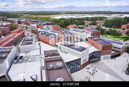 Espoo, Finland - September 11, 2020: Aerial view of the brand new Aalto university campus. Modern nordic architecture. Stock Photo