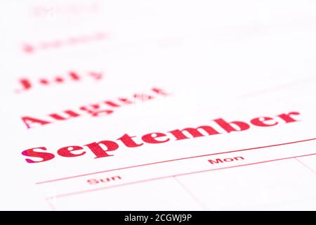 A monthly annual calendar with several months on a white background Stock Photo