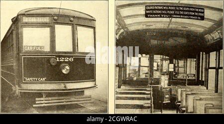 . Electric railway journal . PLEASE HAVE EXACT FARE READY CONSTRUCTION DETAILS OF CARFULL SIGN. AT LEFT, CAR FULL SIGN USED ON RICHMOND (VA.) SAFETY CARS. AT RIGHT, THE REVERSE SIDE OF THE CAR FULL SIGN MAY BE SEEN IN THE RIGHT-HAND VESTIBULE WINDOW The sign directing the segregation of passengers and the adjustable motormans mirror are also shown. May 15, 1920 Electric Railway Journal 1002