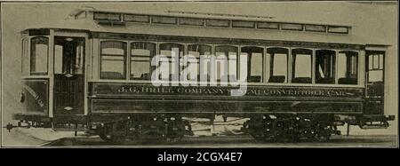 . The street railway review . dent; A. H. Englund, secretary and treas-urer; Frank R. Shattuck, director; Willard A. Cockley, of theNew York office; William A. Armstrong, Jr., Harry G. Lewis,Benjamin Hayllar, Jr., Edwin B. Ross, Harry J. Mayer, D. L.Crawford, George W. Provost, J. L. Merrill. The company hasheadquarters at the Murry Hill. The side panels are made flexible to follow the sash and glass intothe roof, the posts having precisely the same external form as thoseof standard open or closed cars. The sash are in two pieces. Pockets are formed in the lowerdeck of the roof and the sash ar Stock Photo