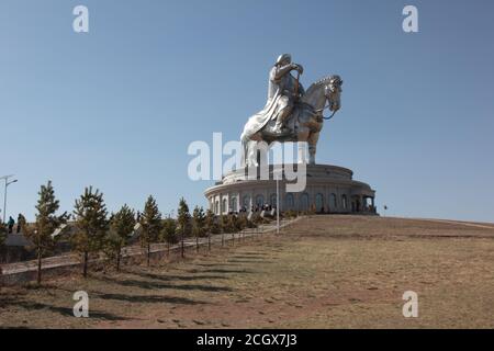 Statue of Genghis Khan in Mongolia, Chinggis Khaan Statue Complex Stock Photo