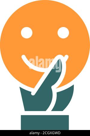 Hand holding happy emoji colored icon. Share a good mood symbol Stock Vector