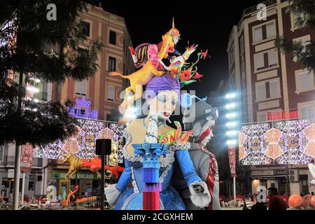 Partially complete Ninots for Las Fallas 2020 before dismantling after cancellation of festival due to Covid-19 Stock Photo
