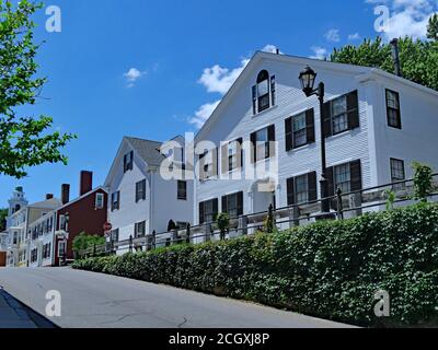 Street of old colonial houses in Plymouth, Massachusetts Stock Photo