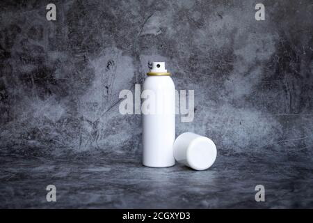 Gray Aerosol Spray Metal Bottle Can isolated on white background Stock ...