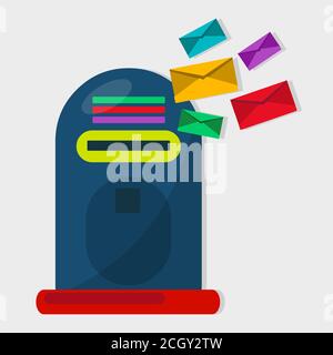 blue post box vector illustration in flat style Stock Vector