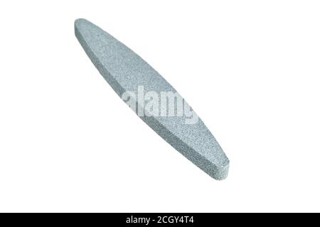 Sharpening stone. Grindstone or whetstone sharpener, isolated on white background. Kitchen utensils Stock Photo