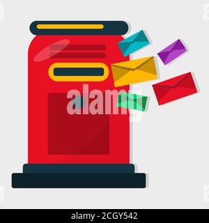 red letterbox vector illustration in flat style Stock Vector