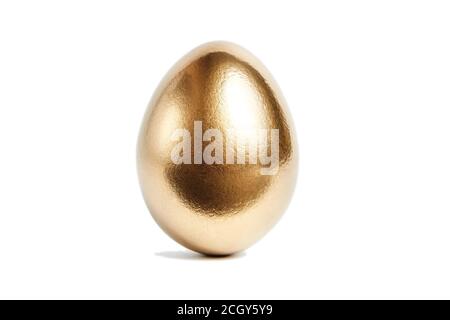 One golden egg isolated on white background. Conceptual image Stock Photo