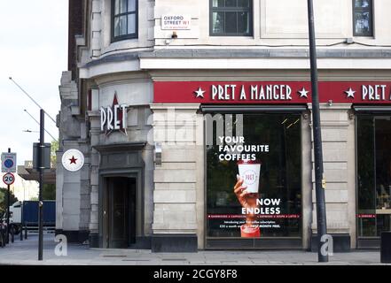 12 September 2020 - London, England: Pret A Manager Oxford Street Promotion Stock Photo