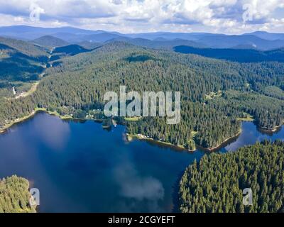 Aerial view of Shiroka polyana (Wide meadow) Reservoir, Pazardzhik Region, Bulgaria Stock Photo