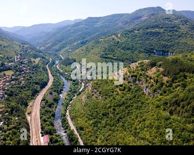 Aerial view of Iskar river Gorge, Balkan Mountains, Bulgaria Stock Photo